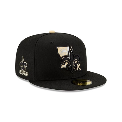 New Orleans Saints Gorra | New Era NFL State Logo Reflect 59fifty Fitted Cap Mexico - Negros